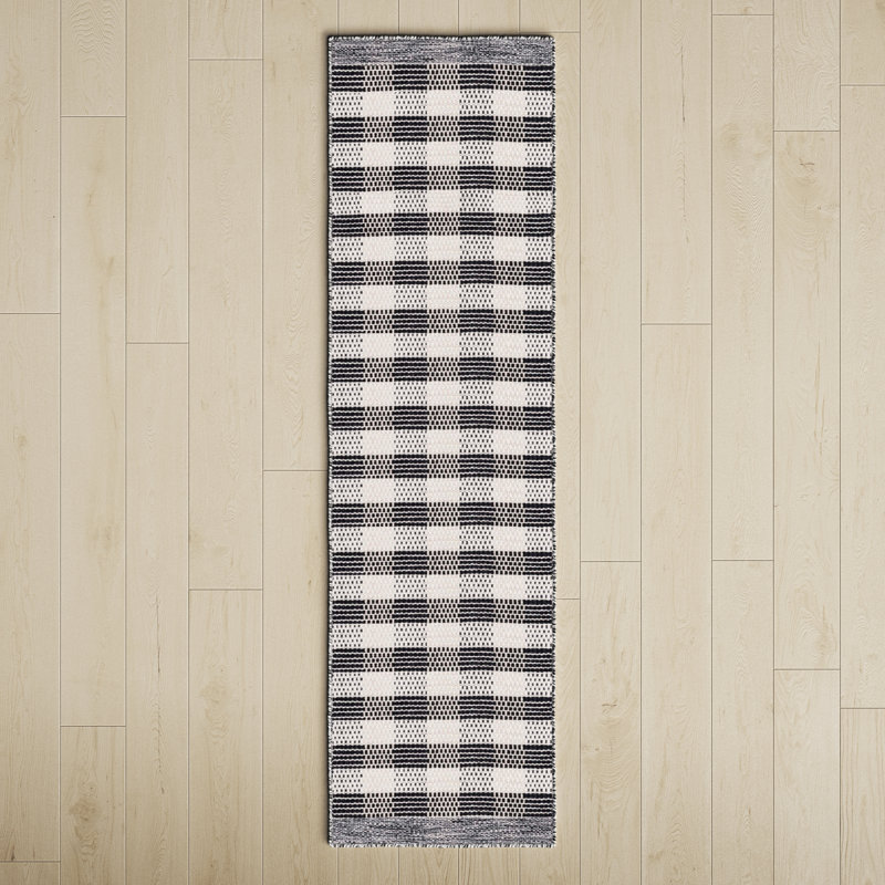 Striped Kilim 807 Area Rug In Black / Ivory, Runner 2'3" x 8'