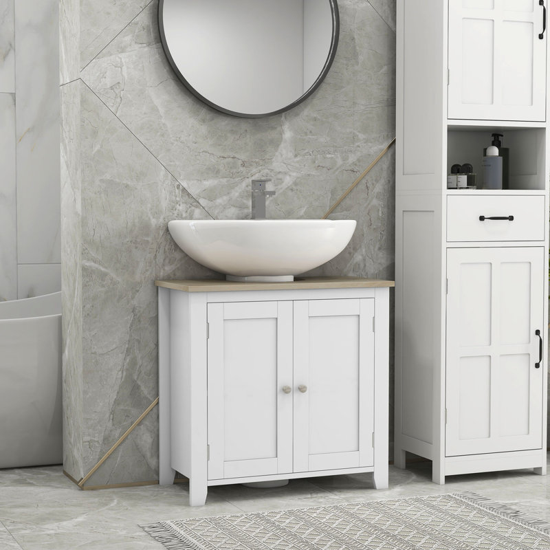 Unité de rangement de salle de bain blanche - sous évier, en forme de U, tablette réglable, profondeur de produit de 23,78 po