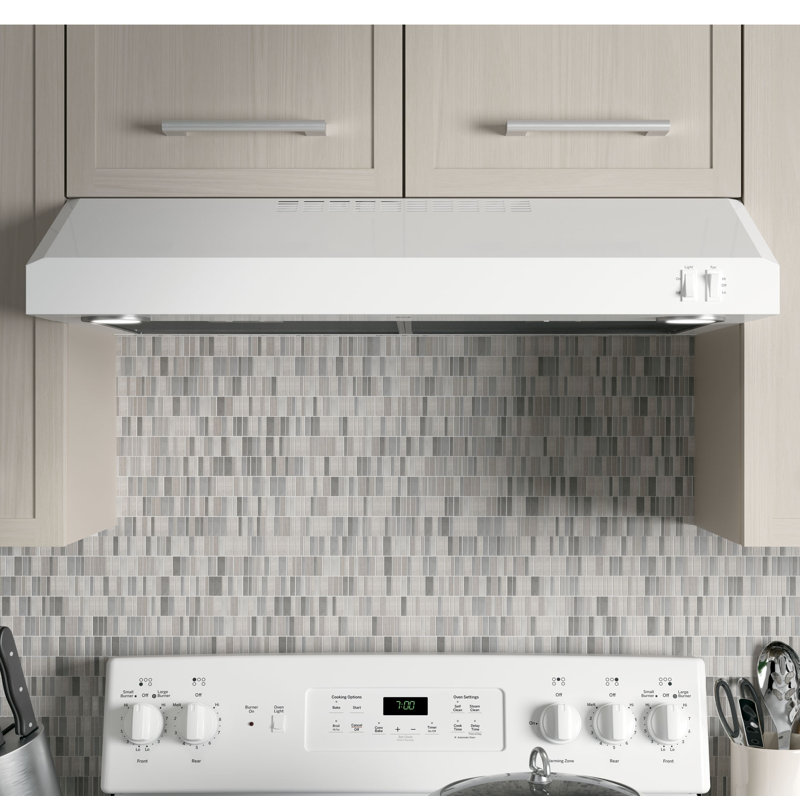 GE Appliances 30" 270 CFM Convertible Under Cabinet Range Hood with Mesh Filter and Light Included, White