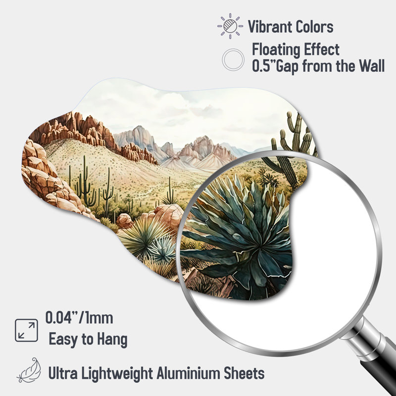 Arizona Desert IV - Cloud Western, reproduction d'art murale en métal asymétrique, H 28 po x l 25 po