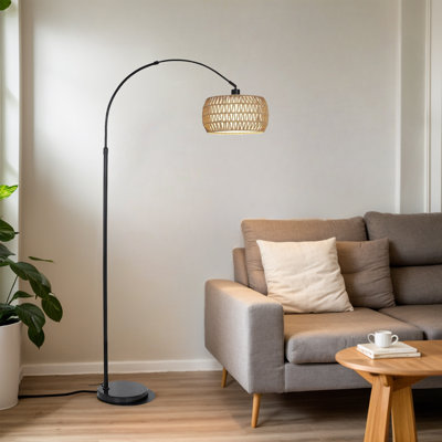 Lampe sur pied en rotin Arc
