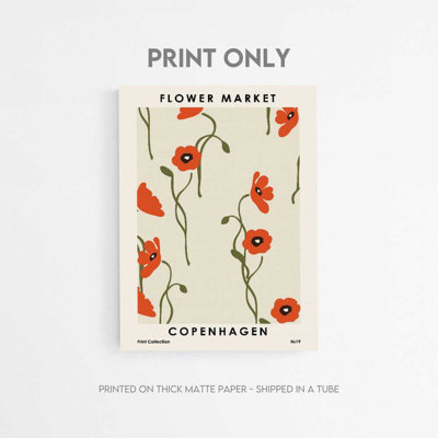 «Copenhagen Flower Market», reproduction d'art à l'aquarelle avec options de cadre