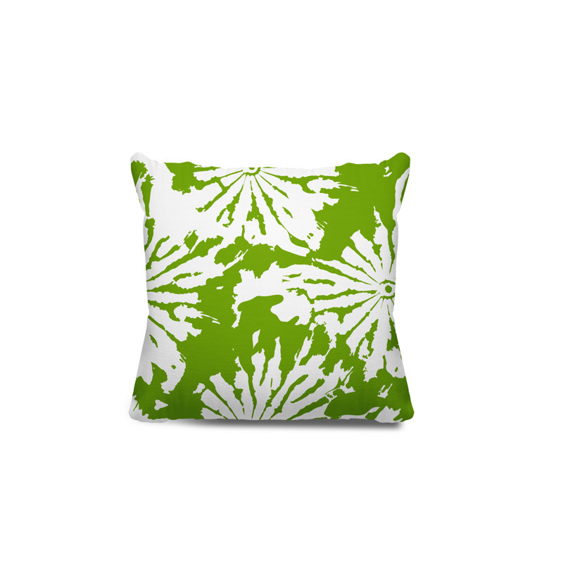Coussin Cecil, Chartreuse / Blanc, H 15 po x l 15 po