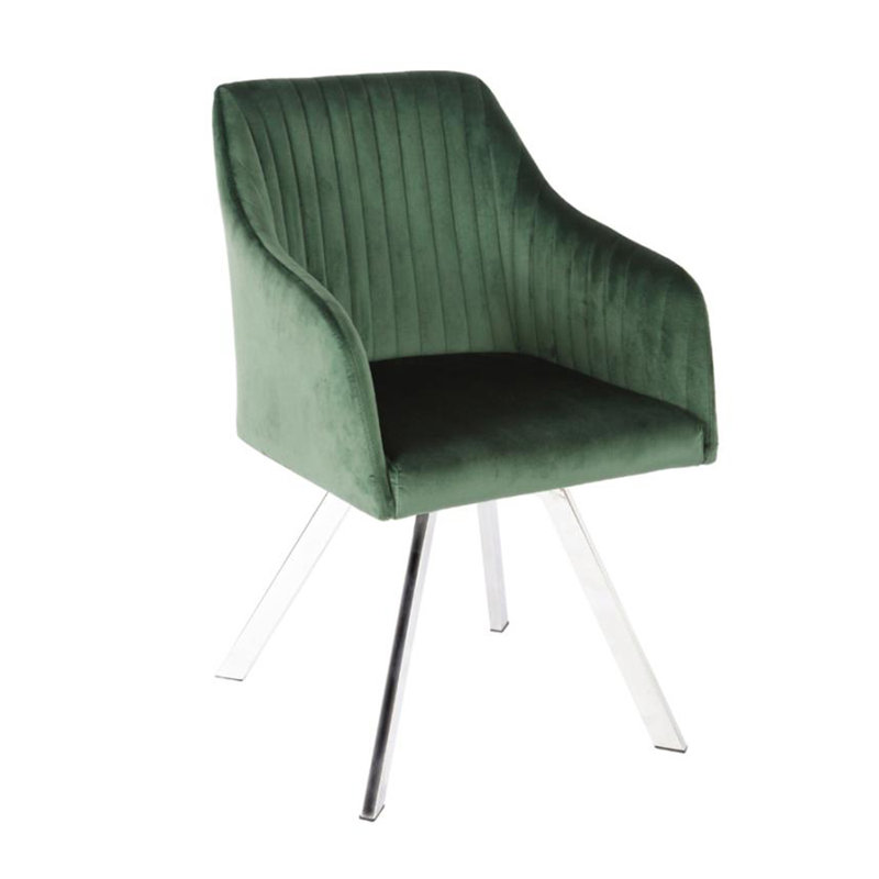 Fauteuil en velours vert foncé
