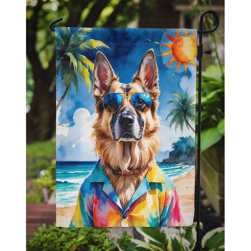 Bouvier bernois avec drapeau de jardin, Berger allemand