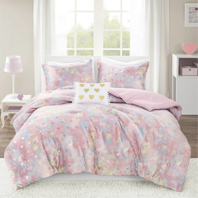 Édredon imprimé métallique pour lit simple / simple TG - rembourrage et coussin en microfibre inversé 12 x 16 po