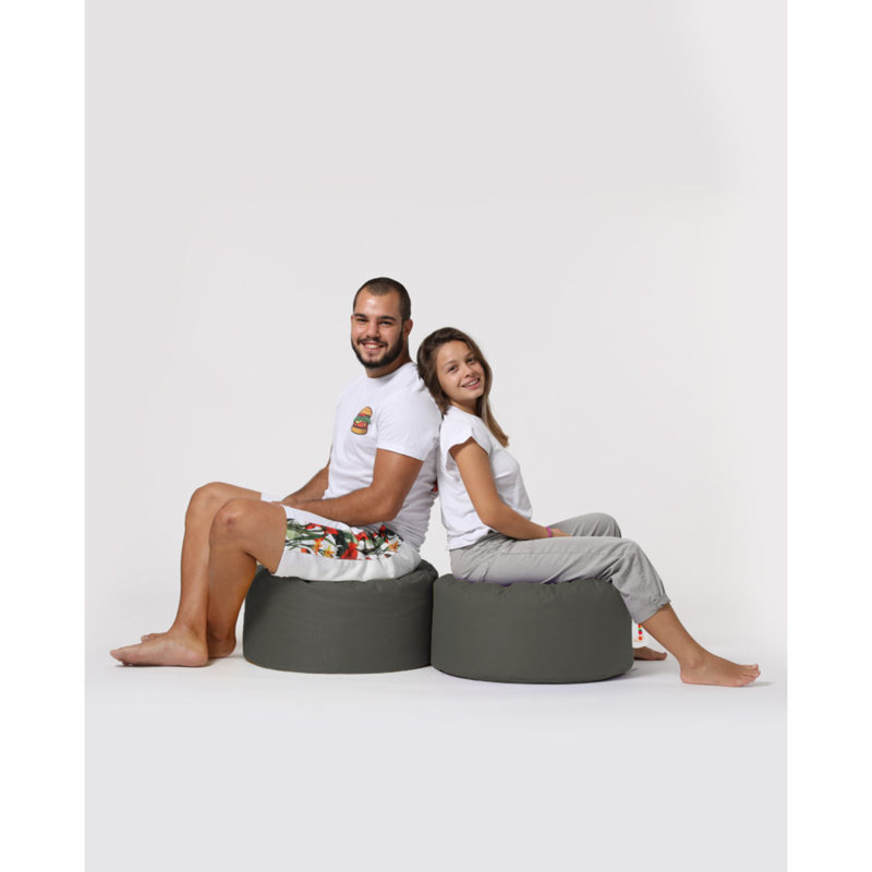 Kaamilah 55Cm Wide Round Pouffe Ottoman, Fume