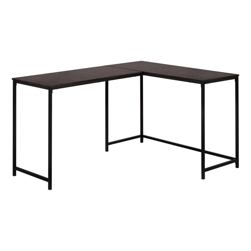 Bureau d'ordinateur de coin en L pour bureau à domicile, surface de travail spacieuse avec structure en métal moderne et finition stratifiée
