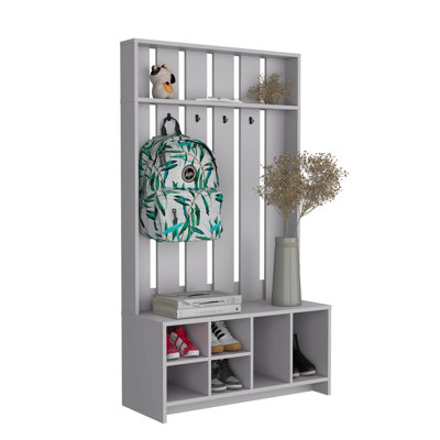 Hall Tree With 7 Shelves