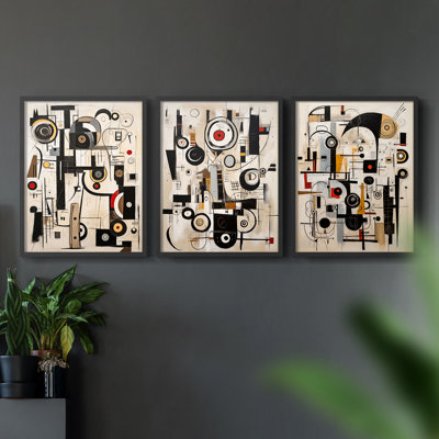 Abstract  Series  CLXXI  -Set Of 3 Framed Giclee Prints -Ready to Hang