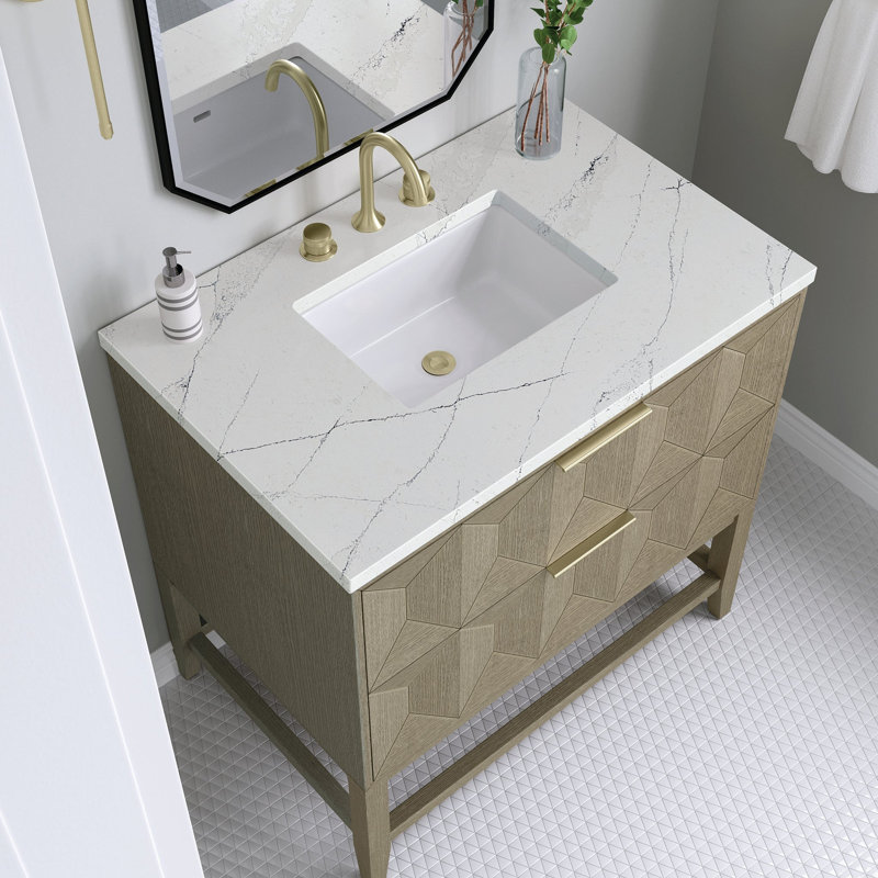 Emmeline 36'' W Single Vanity, Ethereal Noctis, 8" Widespread, Pebble Oak