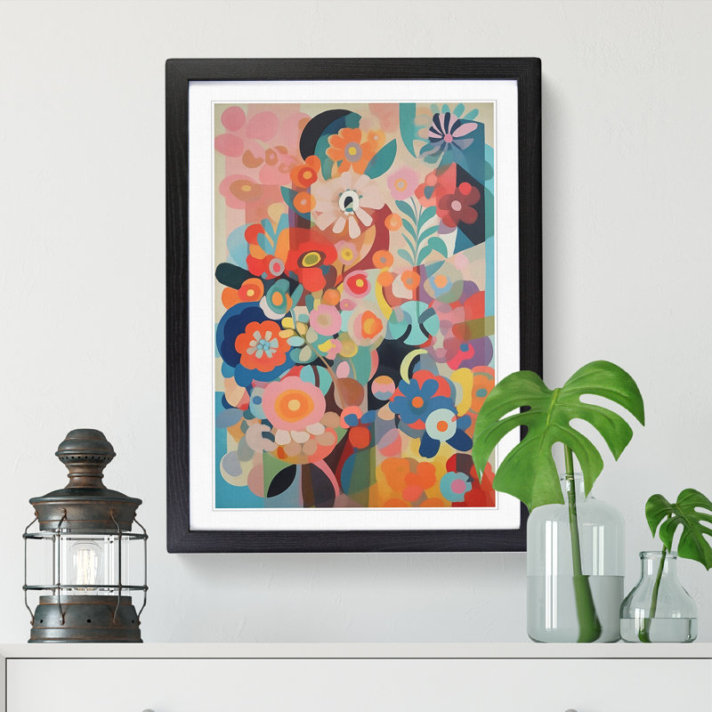 FRM-V0523-811X Floral Flowers Retro Vol.10 - Single Picture Frame Print, Black Framed, 34cm H x 25cm W x 2cm D