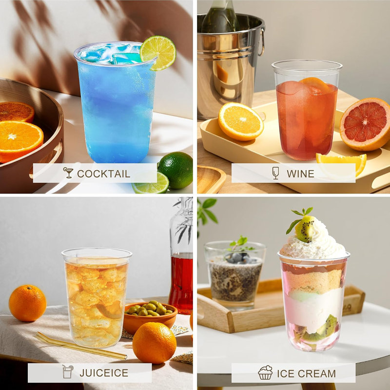 50 Pcs 16oz Clear Plastic Cups