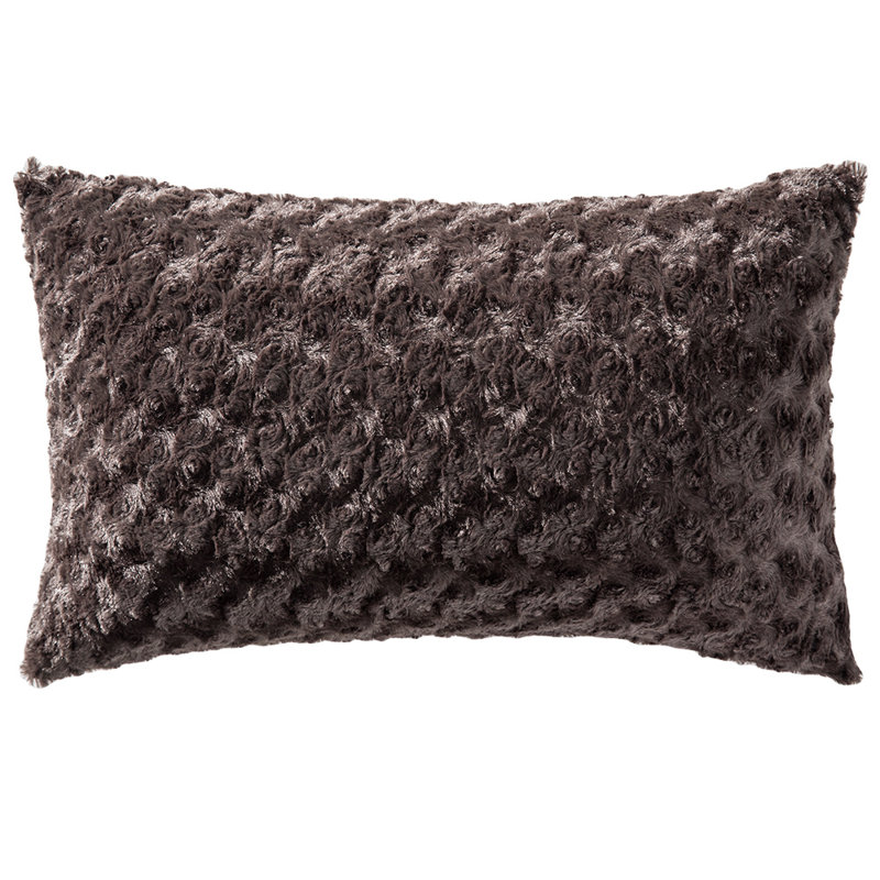Rectangular Faux Fur Pillow Cover & Insert, Coffee