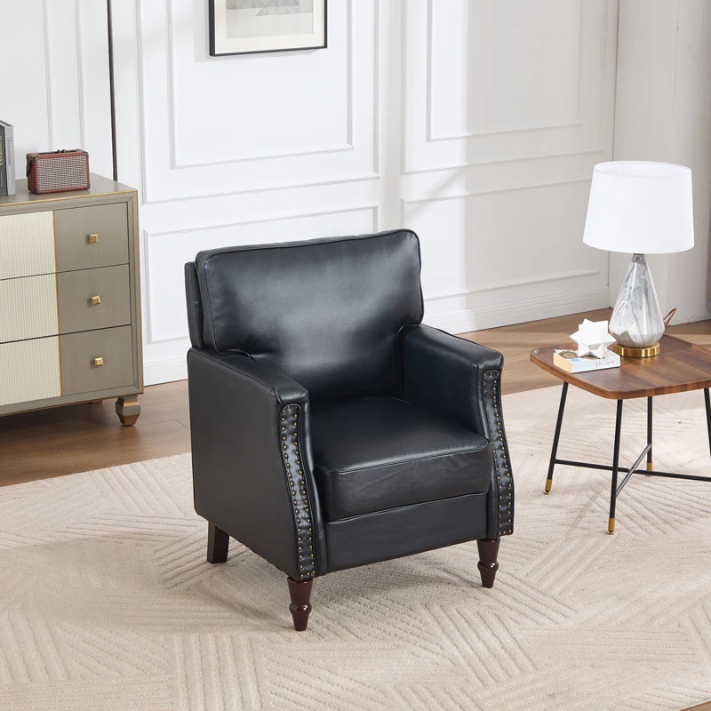 Chaise d'appoint avec accoudoir à garniture cloutée, Noir