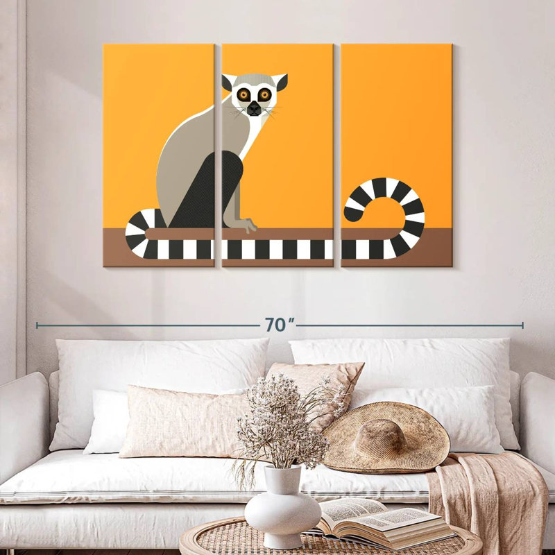 Illustration d'un lémur catta, 32" H x 50" W
