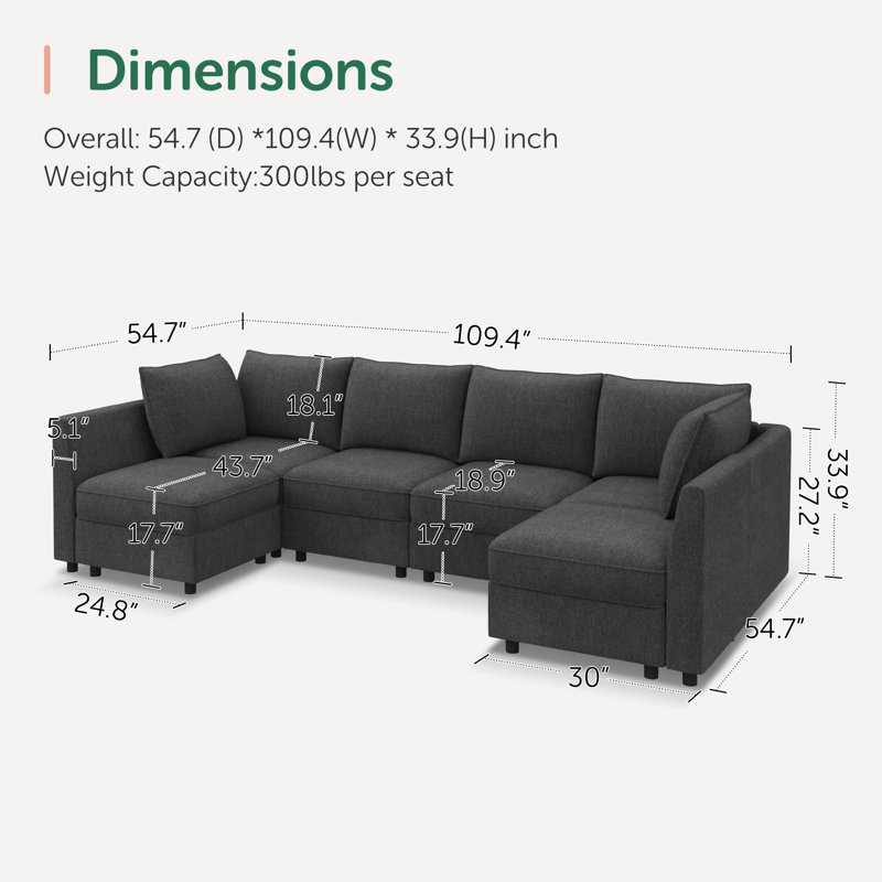 Canapé modulaire rembourré en U avec siège de rangement gris clair, Polyester gris clair