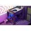Lit mezzanine double en bois avec bureau, tablettes multiples, DEL et station de charge, gris foncé