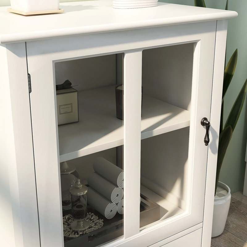 Buffet avec portes simples en verre et poignée cloche unique