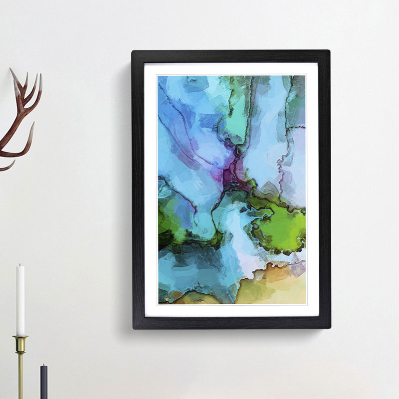 Uniting Inks in Abstract - Picture Frame Graphic Art Print, 36cm H x 27cm W x 2cm D, Black Framed