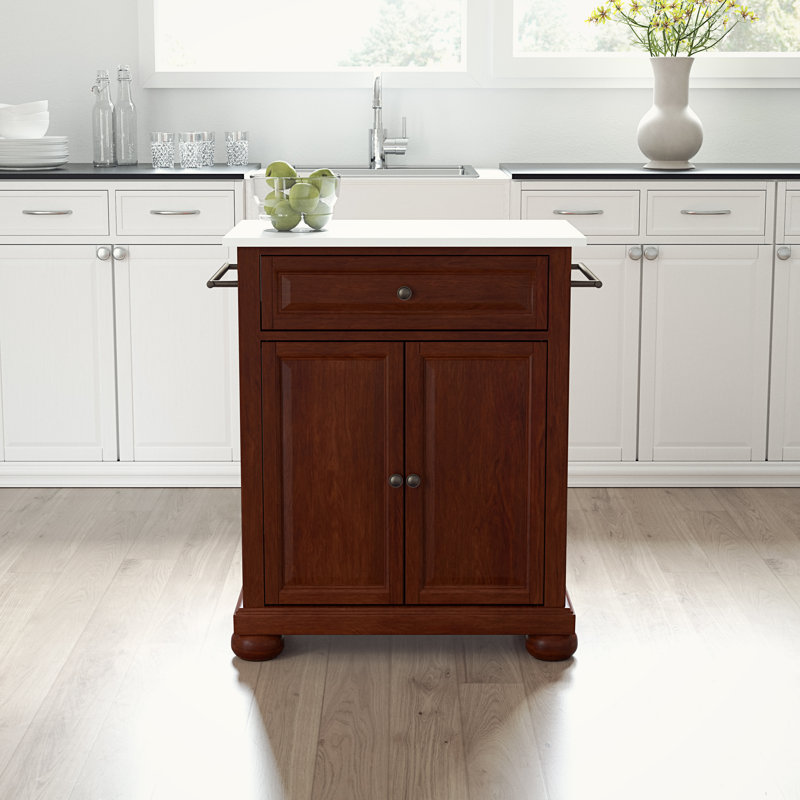 Abdulkadir Granite Top Kitchen Cart, Mahogany