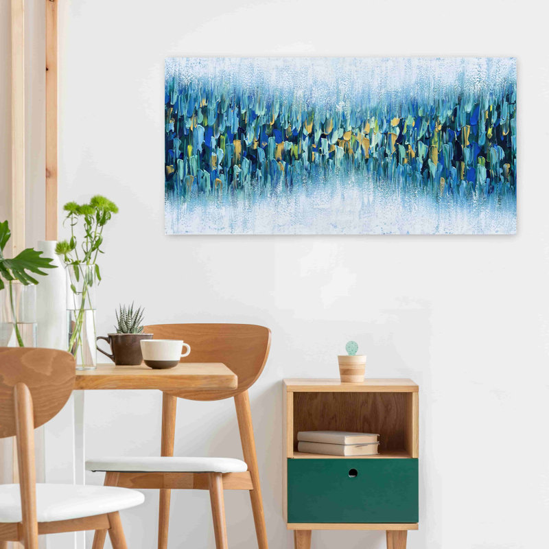 Abstrait - peinture sur toile tendue, H 24 po x l 48 po x P 1,5 po