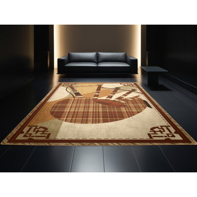 Soft Plush Eldert Bagpipes Rustic Plaid Area Rug in Brown – LightBrown Binding