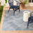 NICOLE MILLER NEW YORK Patio Country Ombre Geo Outdoor Area Rug, Navy Blue/Cream-108564834