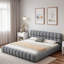 Lit plateforme tapissier avec coutures et soutien solide-123034873