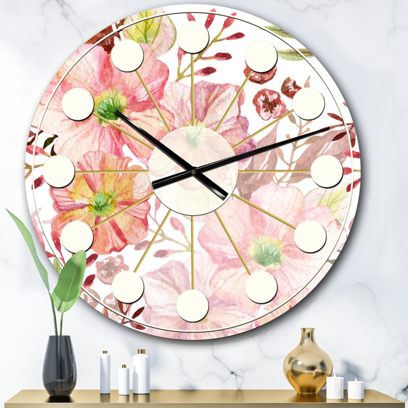 Horloge murale Floral Botanical Retro III - Mid-Century, Petit