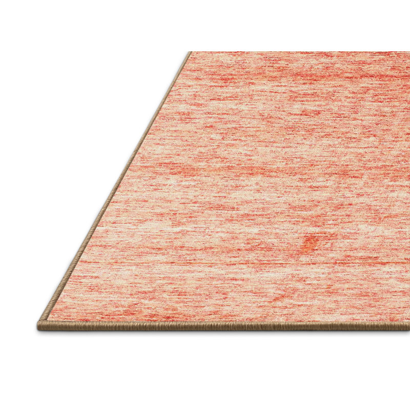 Tapis de zone rouge/jaune contemporain, Rectangle 5 pi x 7 pi