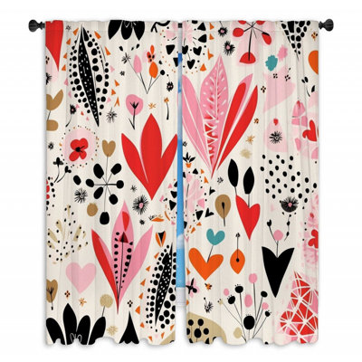 Rideaux de fenêtre Maximalist à motif floral abstrait - 2 panneaux