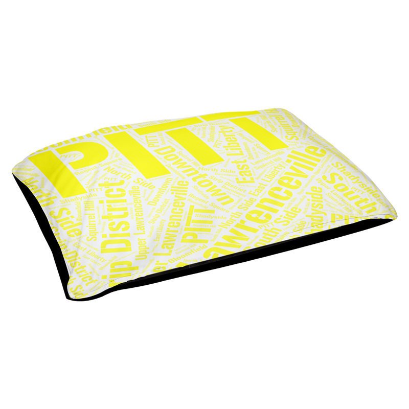 Coussin de chien « districts », Grand (l 40 po x P 30 po x H 14 po), Pittsburgh, Jaune