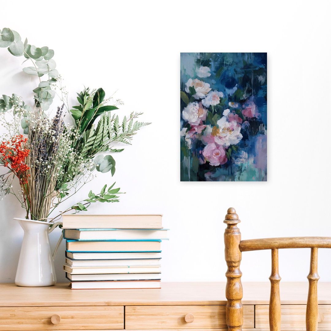 Blue Flower Abstract Abstract Bold Contemporary Peony Nature Wall Art Print