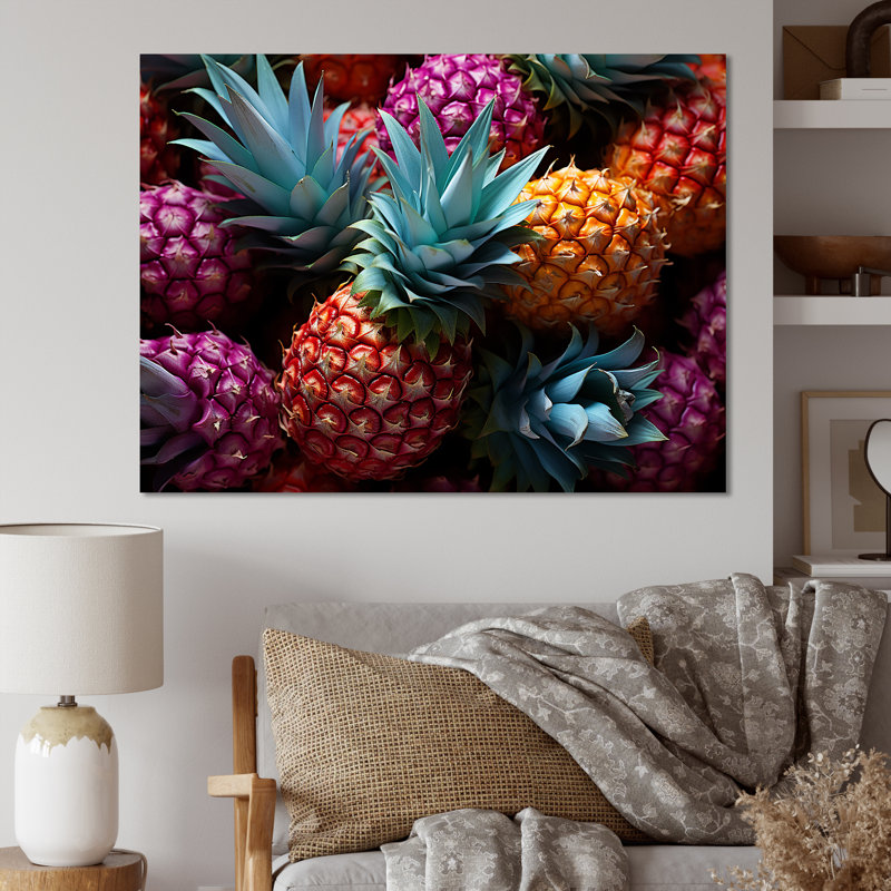 Nectar néon ananas III, Toile tendue, H 16 po x l 32 po x P 1 po