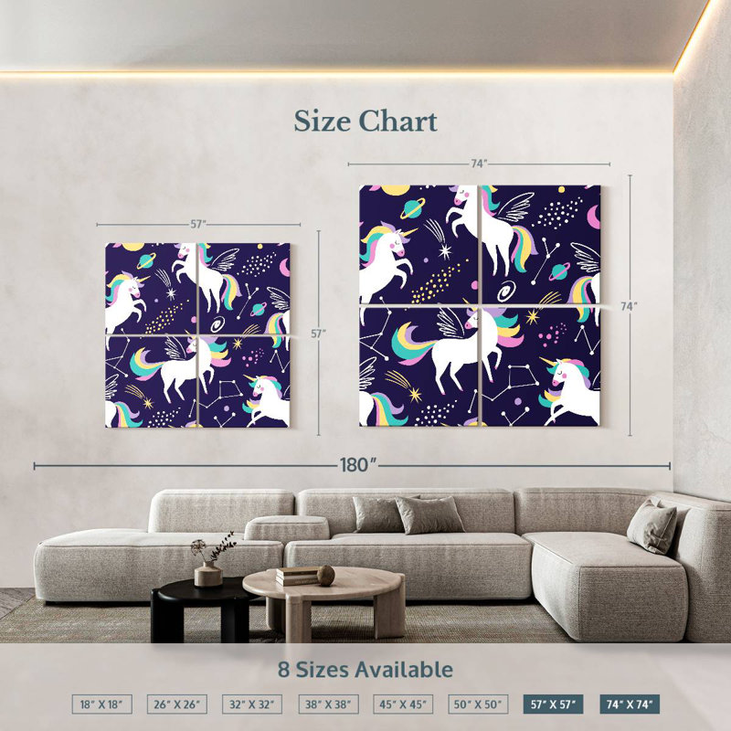 Ashelle Galaxy And Unicorns, 57" H x 57" W