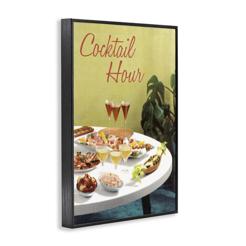 Giclée encadrée de table d'heure cocktail, design par Tim Wright, H 30 po x l 20 po, Giclée noire de minuit encadrée