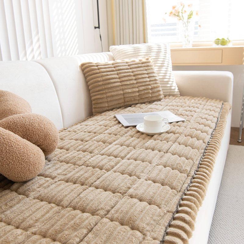 Housse pour canapé en velours côtelé doux, H 1,2 po x l 71 po x P 27,5 po, Velours côtelé brun clair