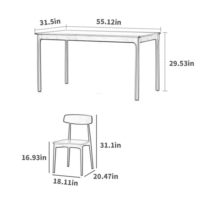 4 - Person Walnut Solid Wood Solid Wood Top Four Leg Dining Set
