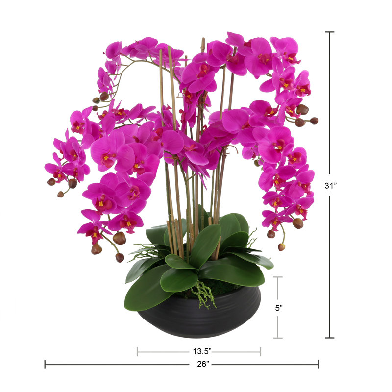 Centre de table orchidée dans un pot en céramique, Rose
