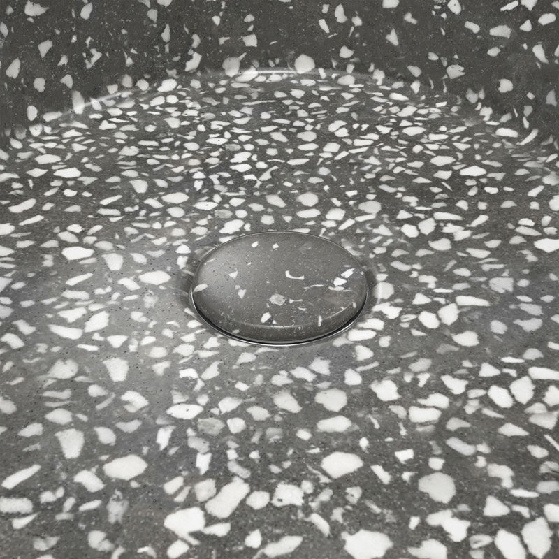 DreamLine Ambia 10'' Terrazzo Oval Vessel Bathroom Sink, Gray Terrazzo