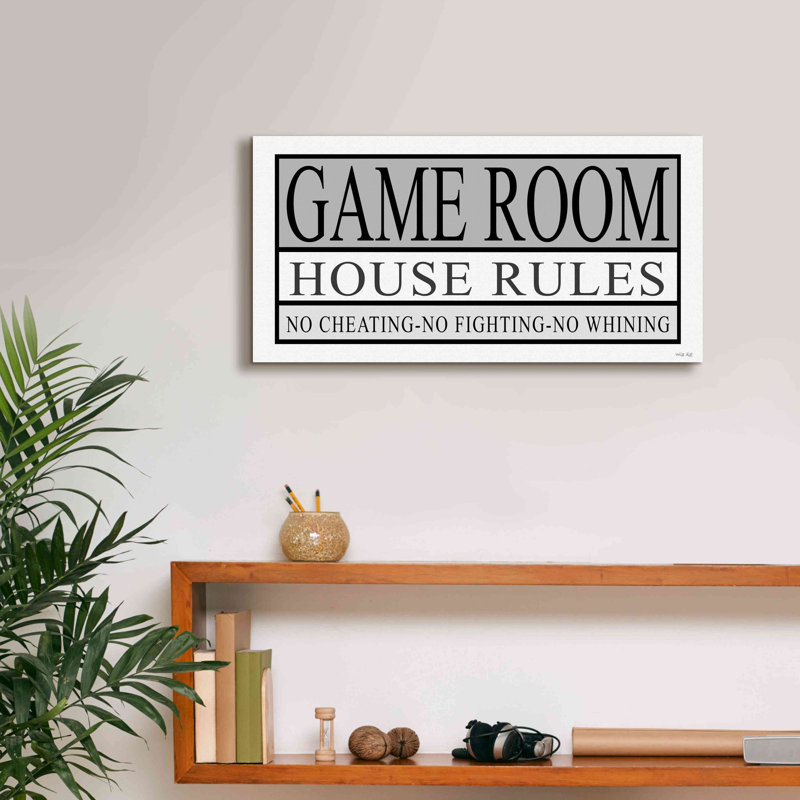 «Game Room House Rules II» par Cindy Jacobs, estampe numérique sur toile, H 12 po x l 24 po x P 0,75 po