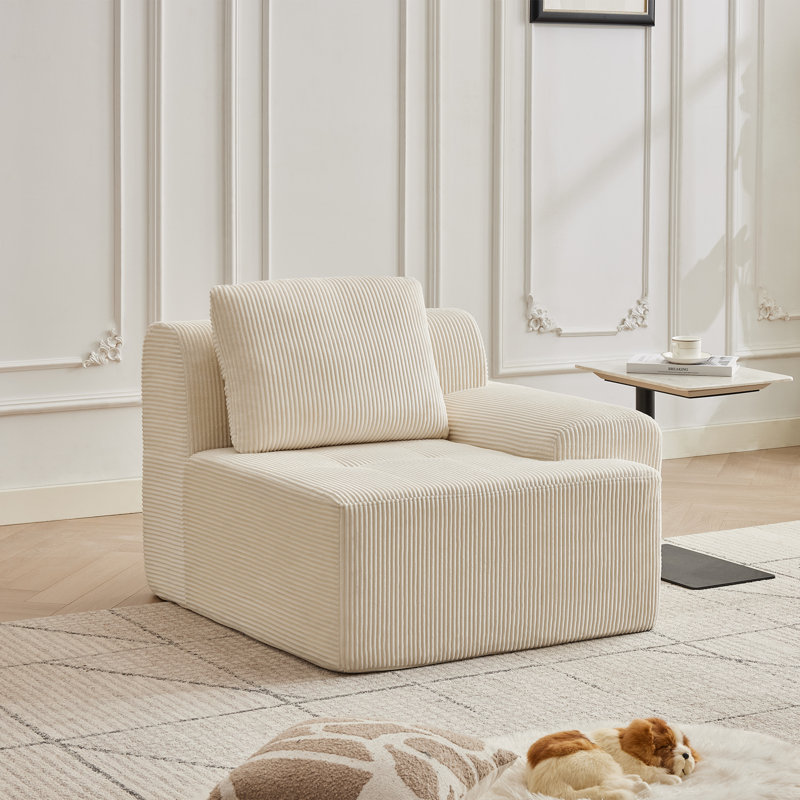 Canapé modulaire modulaire, 1 siège profond avec 1 coussin, canapé modulaire Comfy Cloud pour le salon, à droite, Blanc