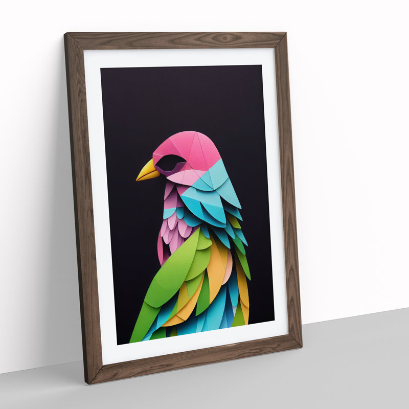 XV1022-3397X Paper Bird Abstract - Print, Walnut Framed, 66cm H x 48cm W