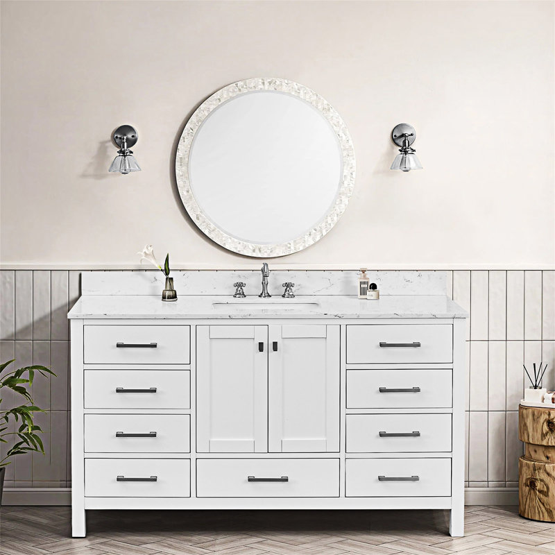 Meuble-lavabo de salle de bain, comptoir autoportant avec lavabo simple