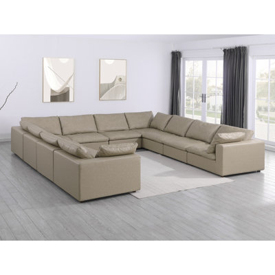 Canapé modulaire 10 pièces Brisbane - Revêtement en cuir grainé italien