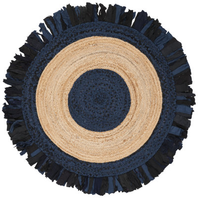 Procter Hand Woven Cotton/Jute Rug in Navy/Natural