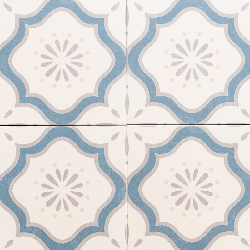 DaVinci 7.9" x 7.9" Porcelain Patterned Spanish/Moroccan Wall & Floor Tile