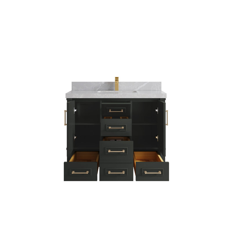 Meuble-lavabo simple 42 po avec comptoir en quartz Aberdeen, Gris perle