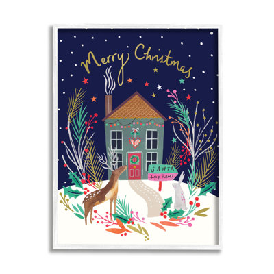 Merry Christmas Family Home Festive Reindeer Holly par Heather McLaughlin - impression